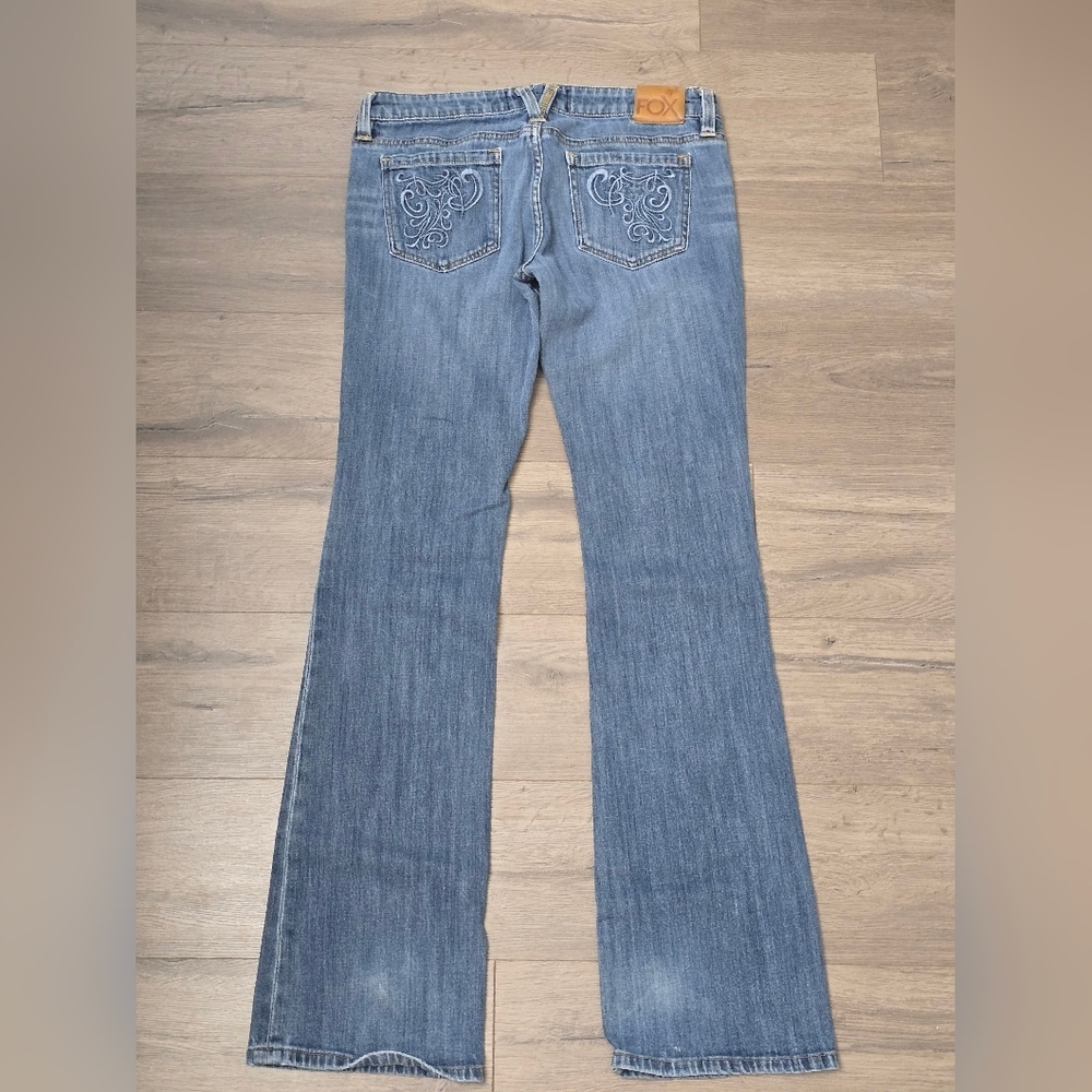 Fox Racing Y2K Womens Jeans Size 5 Lowrise Bootcut Medium Wash Moto Grunge - Picture 3 of 12